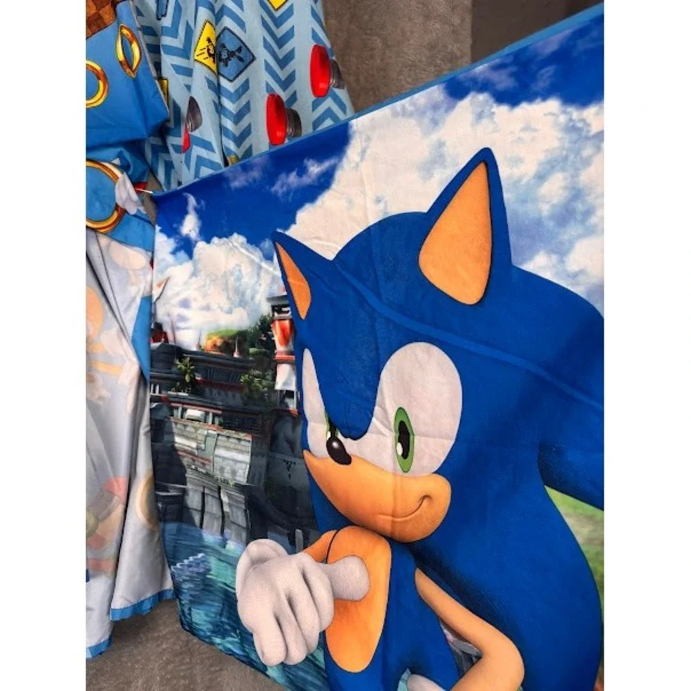 Sonic the Hedgehog Twin Sheet Set 4pc Fitted Flat 2 Pillowcases Sega Blue Kids